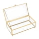 thumbnail image 3 of Caja de almacenamiento cosmética transparente ligera del marco de latón del joyero de cristal Cabeza redonda dorada, 3 of 7