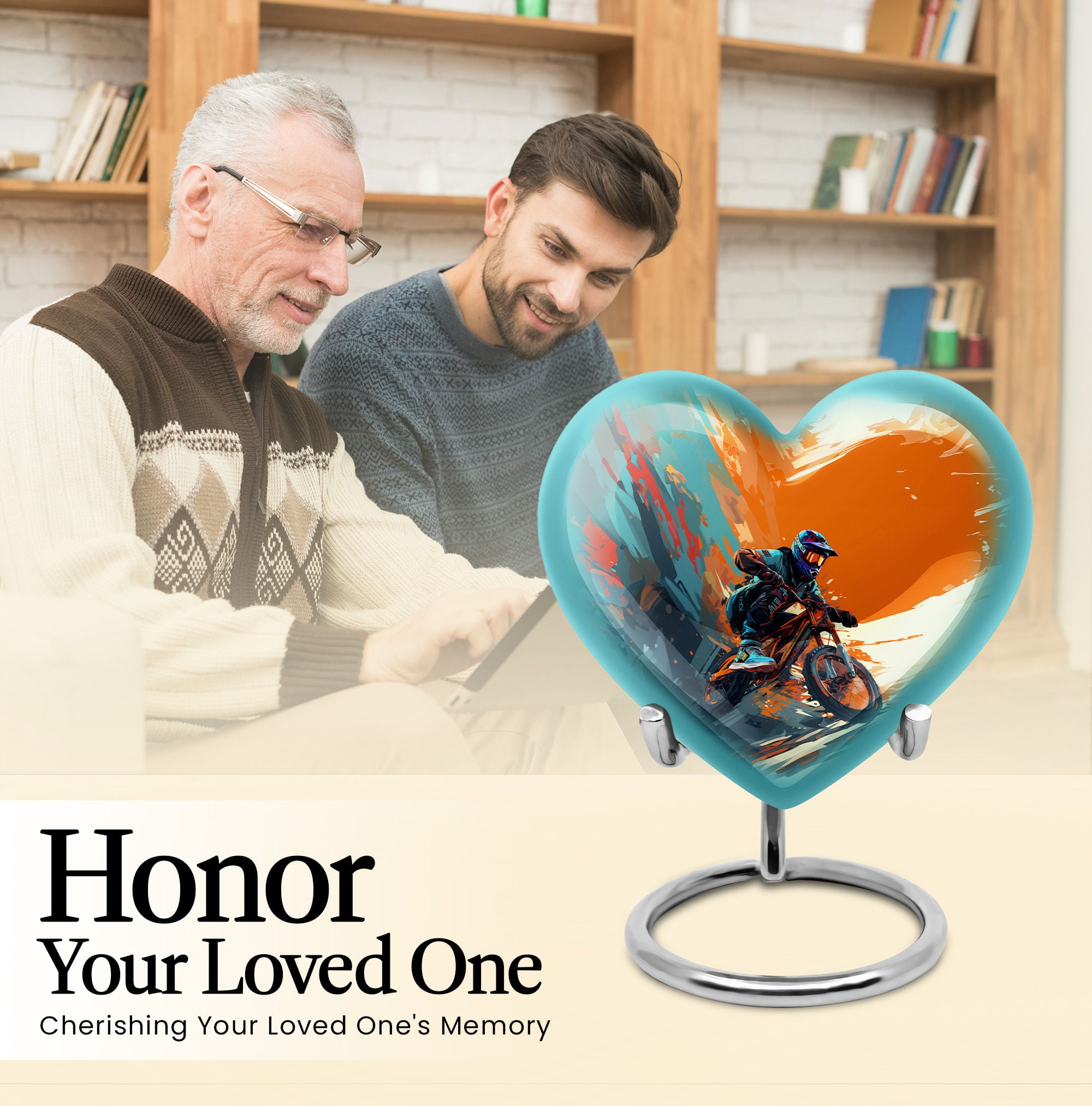 Motorcycle Heart Shaped Urn Keepsake, Small Urns For Human Ashes Adult Male Female, Mini Urns For Ashes, Memorial Ashes Holder, Burial Funeral Decorative Keepsake Box For Ashes, 3inch Set Of 1