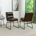 thumbnail image 2 of Faux Leather and Metal Dining Chairs / Stand Out with Unique Sled-Base Design, 2 of 6