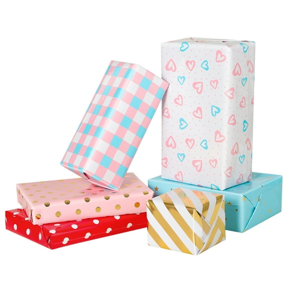 STOBOK 6 Sheets Gift Wrapping Paper Fashion Festive Wrapping Paper Roll Gift Wrapper for Birthday Valentine's Day Wedding Baby Shower