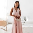 thumbnail image 6 of DHFJKG Summer Dresses Women Wedding Guest Dress Sleeveless Solid Color V Neck Belted Long Dress Comfortable Daily Wear Trendy Dresses, 6 of 8