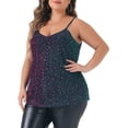 thumbnail image 4 of Agnes Orinda Women's Plus Size Sequin Sparkle Glitter Cami Sleeveless Gradient Party Camisole Tank Top 4X Purple Blue, 4 of 6