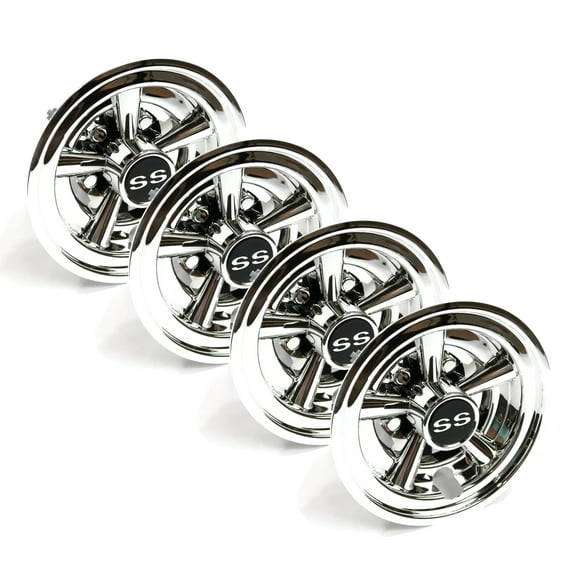 The ROP Shop Set of 4 - 8" Chrome SS Shift Hub Cap for Performance Plus Carts 03-028, 03028