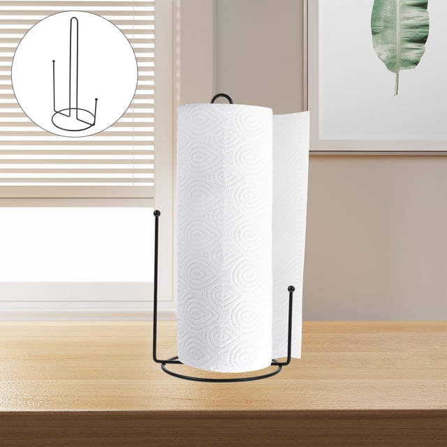 CIMAXIC Portarrollos De Cocina De Hierro Negro Con Base Estable Para Almacenamiento En Encimeras