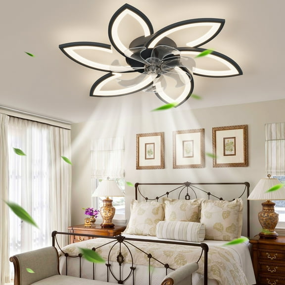 Noaman 30.7In Ceiling Fan with Lights, Remote Control 3 Color Temperatures, 6-Speed Quiet DC Motor, Reversible Blades, Modern Nordic Design, Black