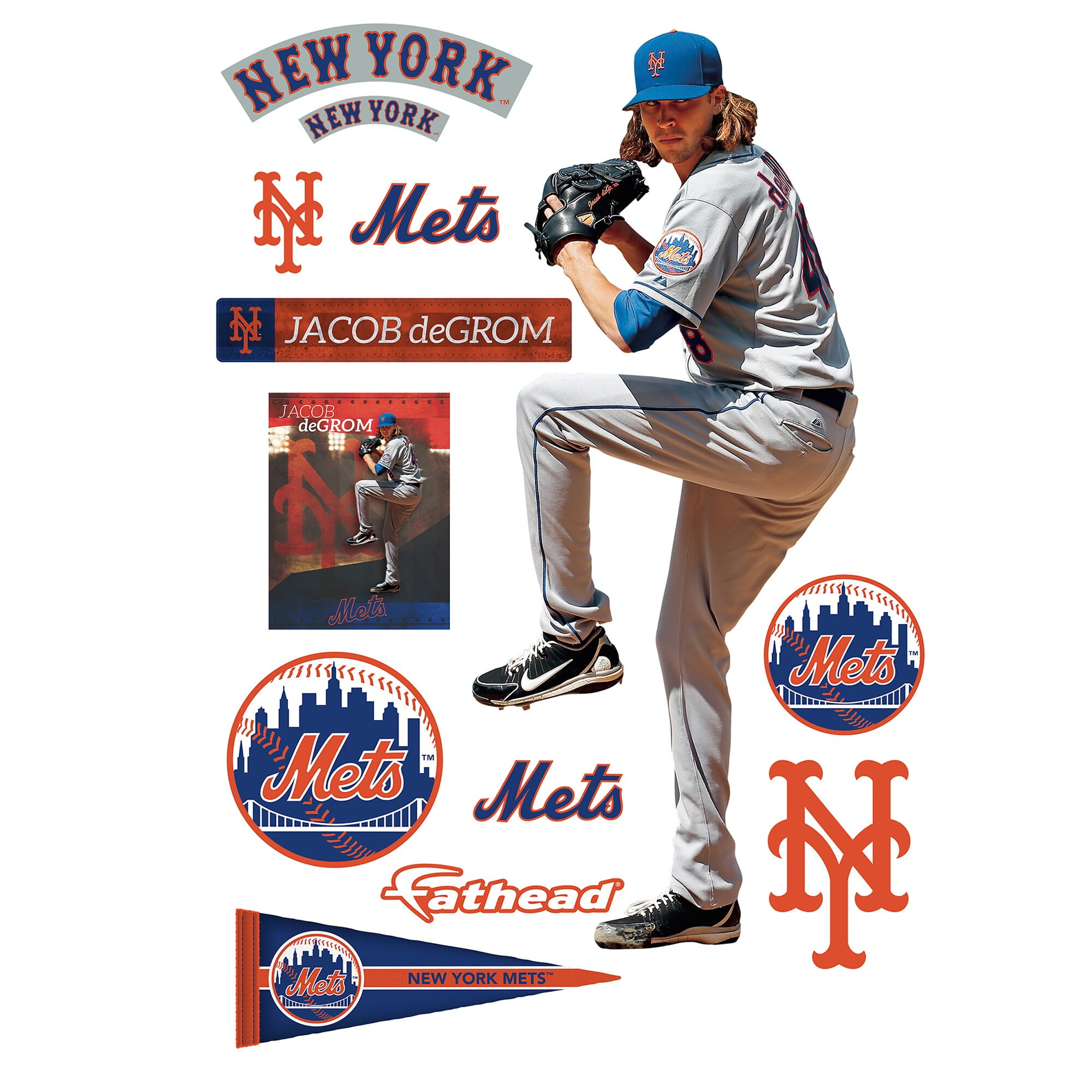 New York Mets Emblem Sticker Raised 3D Metal Auto Emblem 