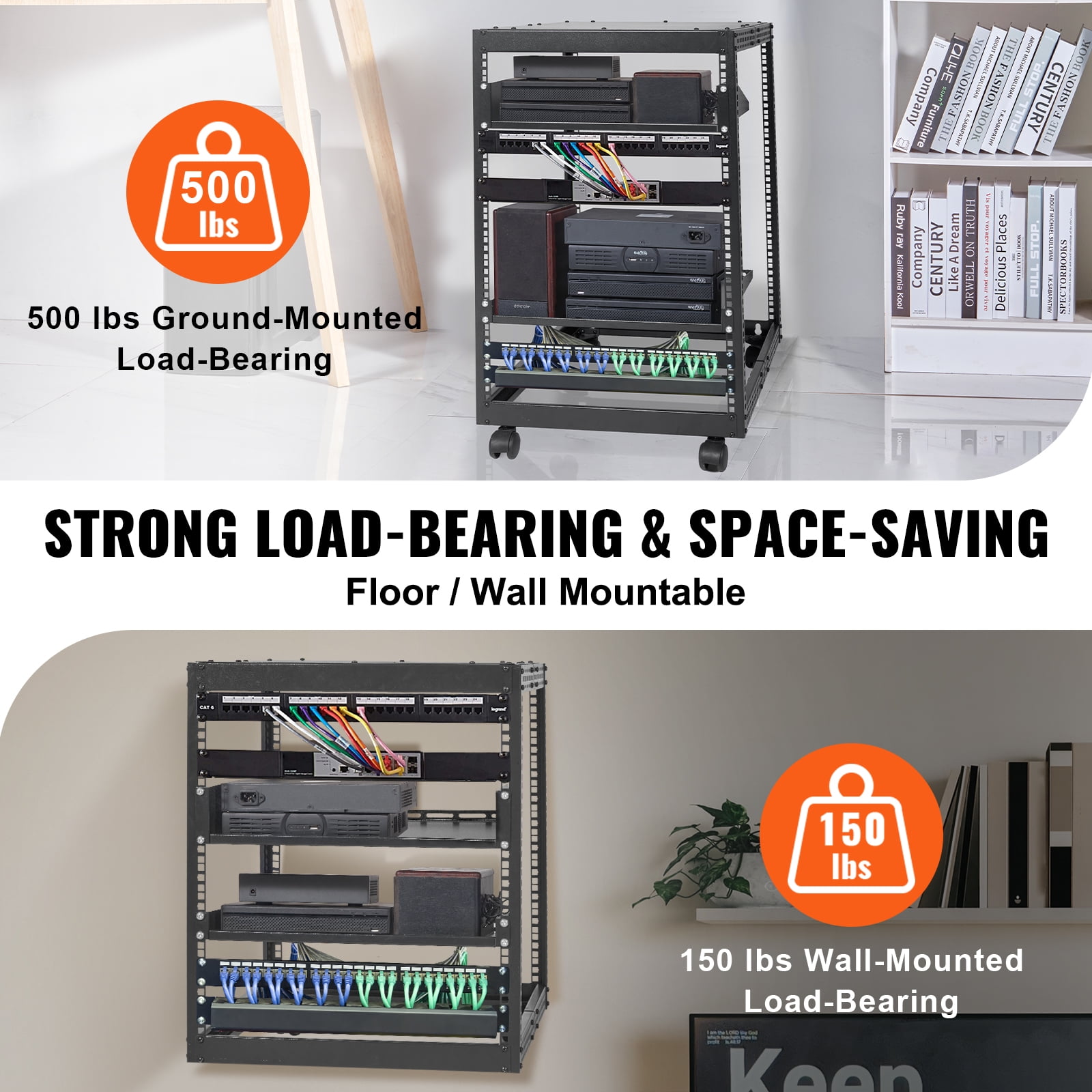 Pyle PLRSTN62U Server-Rack-Regale, 2 Stück, 48.9 Cm – Universal-Regal Für 19" Racks, 2U, Bis 50 Kg Belastbar