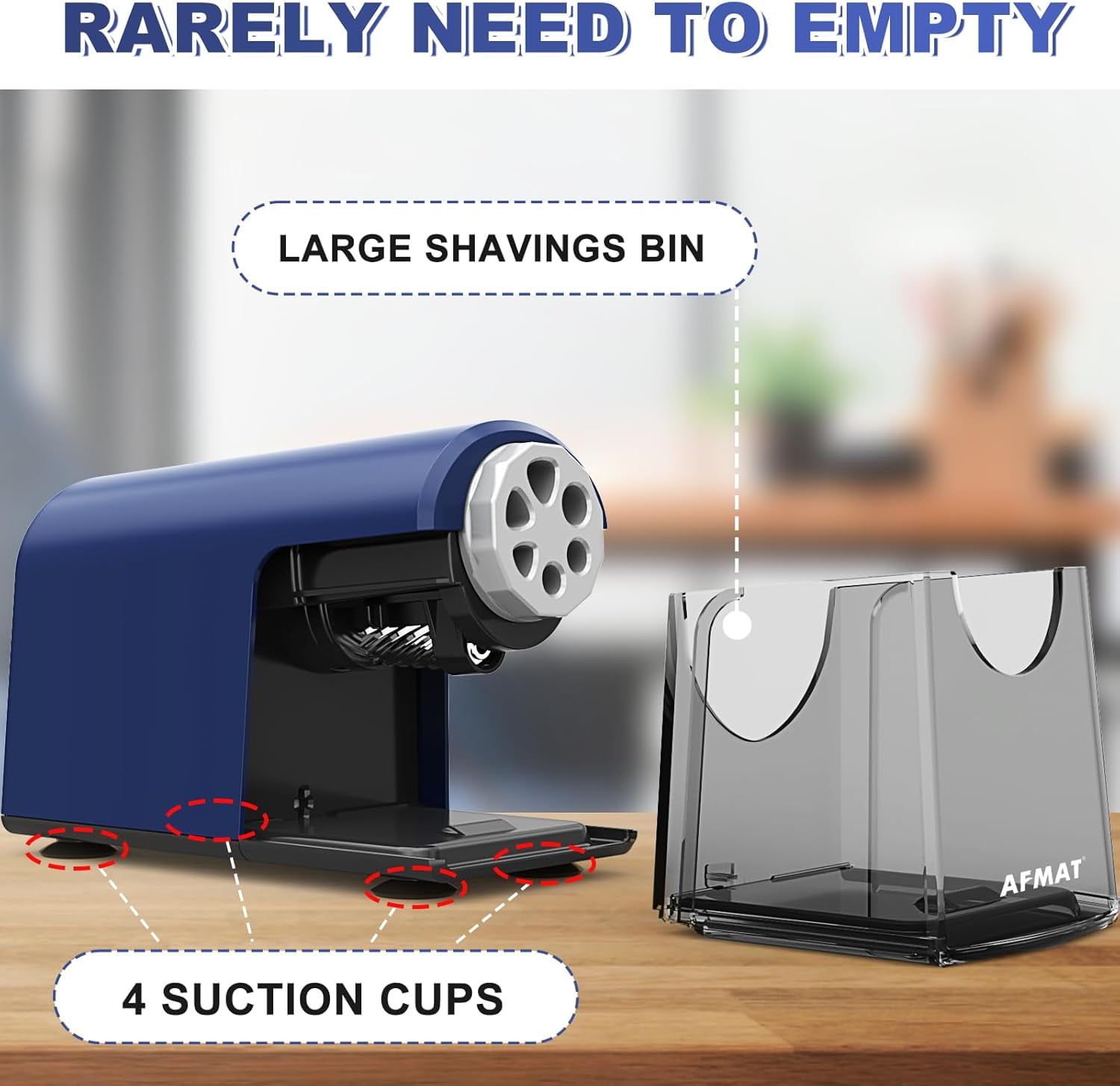 AFMAT Heavy Duty Electric Pencil Sharpener for Classroom, 6 Holes, Electric Pencil Sharpeners for Home, Pencil Sharpener Plug in for 6-11mm Pencils, Auto Stop, Super Fast, Never Eat Pencils,New,Blue