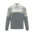 thumbnail image 3 of Mens Hooded Sweatshirt Drawstring Plaid Jacquard Color Block Long Sleeve Hoodies Casual Slim Fit Sweaters Tops with Pocket Light Gray M, 3 of 6