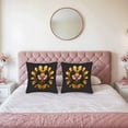thumbnail image 2 of Elegant 18x18in Throw Pillow Covers Set of 2 - Black Background with Intricate Gold & Pink Floral Design Perfect for Couch Bed Car, 2 of 8
