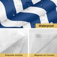 thumbnail image 5 of No Hook Shower Curtain with Snap in Liner, Navy Blue White Water Ripple Waterproof Fabric Bathroom Curtain Mesh Top Window, Nautical Ocean Wave Stripe Shower Curtains 72x72in, 5 of 9