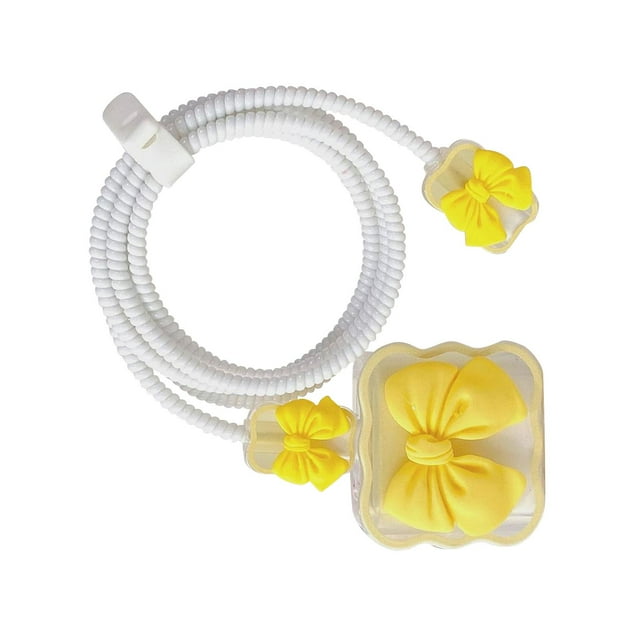 Housse de Protection pour Câble de Charge Protecteur pour Téléphone Mobile Nœud Jaune