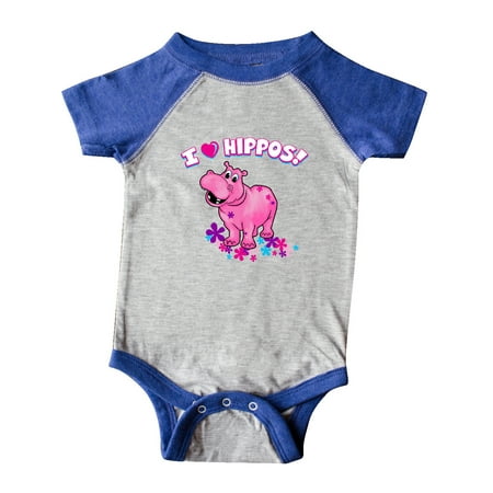 

Inktastic I Love Hippos with Pink Hippo and Flowers Gift Baby Boy or Baby Girl Bodysuit