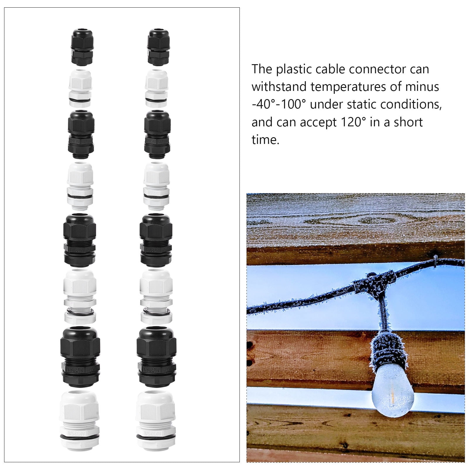 KHBUAB 40pcs Cable Entry G Waterproof Connector Plastic for Outdoor Use