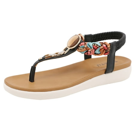 

ASEIDFNSA Women High Heels Shoes Water Sandals for Women Women Sandals Bohemian Style Sandals Flat Bottom Comfortable Light Non Slip Sole Large Size Sandals