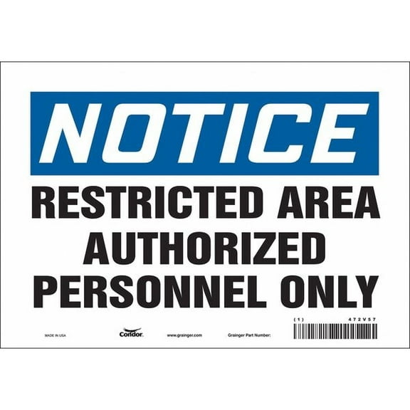 Condor Safety Sign,7 inx10 in,Vinyl 472V57