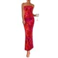 thumbnail image 1 of Vestido largo sin tirantes con estampado floral PRETTYGARDEN para mujer, 1 of 9