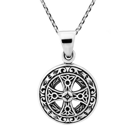 - Ancient Solar or Sun Cross .925 Sterling Silver Pendant Necklace