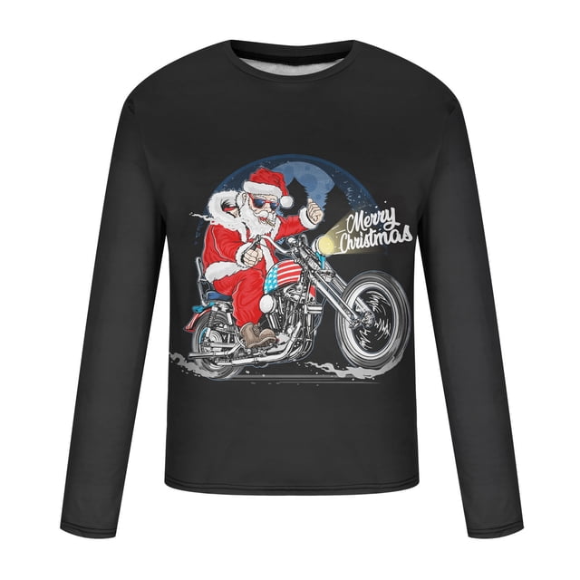 CEHVOM T-Shirt pour Hommes Décontracté à Col Rond à Manches Longues, Chandail, Imprimé 3D, Imprimé Réaliste, Soldes