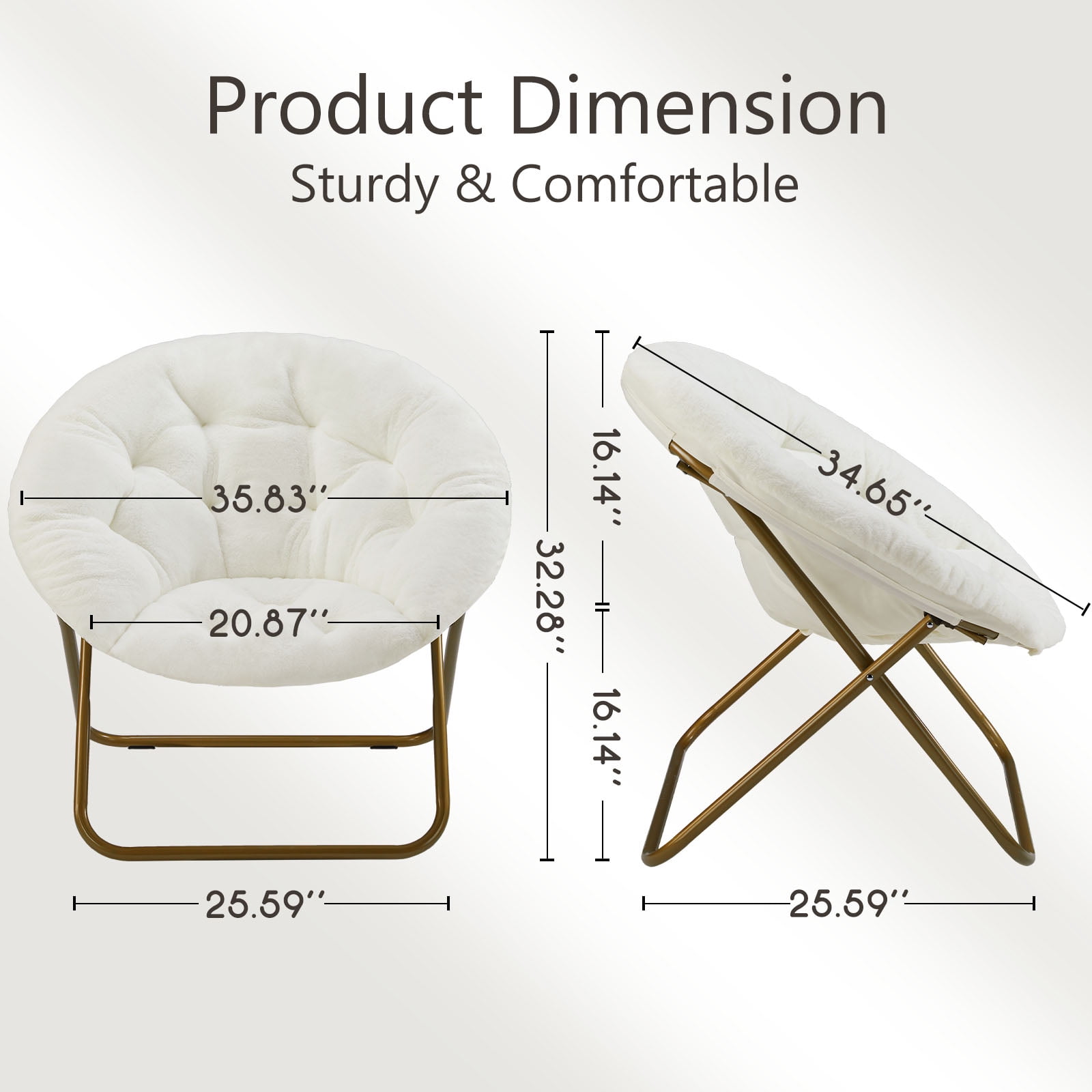 MAYEERTY Comfortable disc chairs faux fur furniture bedroom living room adult size white