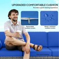 thumbnail image 4 of 3-Seater Outdoor Sofa with Cushions, PE Rattan Conversation Patio Couch with Pillows for Garden, Poolside, Blue, 4 of 6