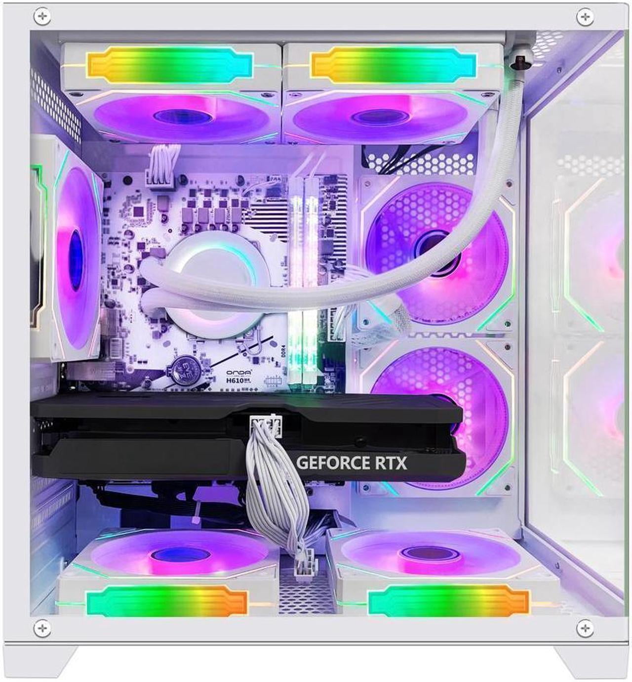 Hoengager Gaming PC Intel i5 12400F 2.5GHz GeForce RTX 3050 6GB 16GB DDR4 3200MHz 1TB M.2 SSD RGB Fans ,HDMI Liquid Cooler Windows 11 Desktop White