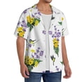 thumbnail image 2 of KLL Lavender Flowers Print Men's Shirt Short Sleeve Button Down Summer Cuba Beach Shirts- Medium, 2 of 5