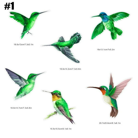 6Pcs Hummingbird Sticker Glass Decal Electrostatic Glass Film Anti-Collision Window Cling To Prevent Birds Strikes Non Adhesive