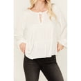 thumbnail image 2 of Cleo + Wolf Women's Tiered Flowy Tie Front Blouse - CLHO23W73-CRM Medium  US, 2 of 4
