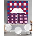 thumbnail image 2 of 4th of July Swag Kitchen Curtains Sets for Windows 24 Inch Length, Independence Day Red Blue White Plaid Checkered Short Window Curtain Swags Valances and Tiers 3 Piece Set for Cafe/Dining Room, 2 of 5