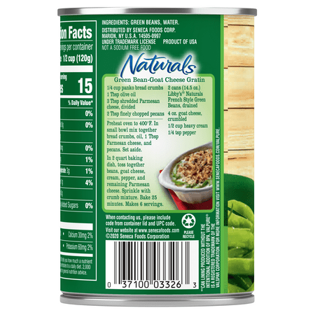 Libby's Naturals No Salt and No Sugar Added French Style Green Beans, 14.5 oz