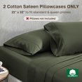 thumbnail image 3 of California Design Den Pillow Cases Standaard Set of 2 - 400 Thread Count, 100% Cotton, Soft Sateen, Fits both Standard / Queen Pillows - Forest Green, 3 of 8