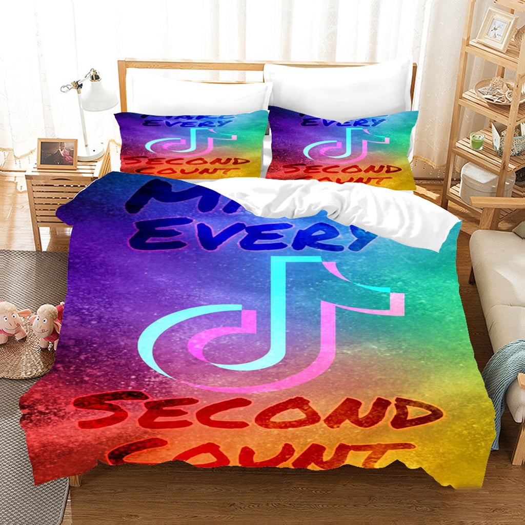 3D Colorful Tik Tok Bedding Bed Set Twin Full Queen King Size Novelty