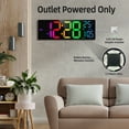 thumbnail image 4 of LEIKE 16.2" Large LED Digital Wall Clock with 8 Colors, 5-Level Brightness Adjustment, ℃/℉ Temperature Display, Big Numbers Alarm Clock for Bedroom Office Living Room, Timer, 4 of 8