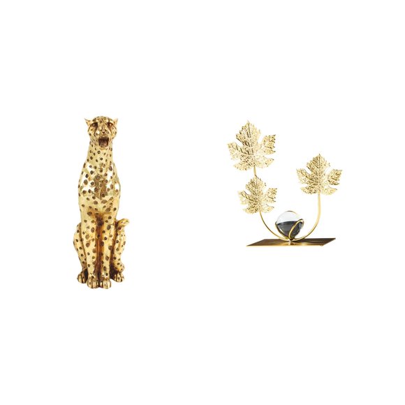 Escultura de con hojas doradas, centro de mesa decorativo para oficina, decoración del hogar, adorno de mesa moderno, estatua de estantería,