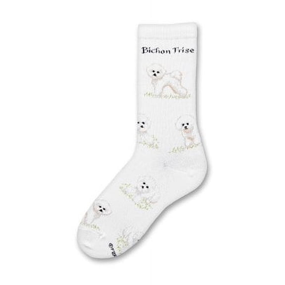 Bichon Poses Socks,White/Grey/Black/Red,Medium 6-11 Womens 5-10 Mens