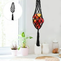 NIAIZEK Black Macrame Fruit Basket Hanging Rope Wall Mounted Storage for Fruits and Vegetables