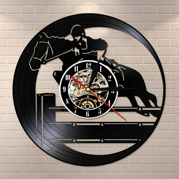 Equestrianism Hobby Vinyl Record Wall Clock Vintage Horseback Riding Sport Art Horse Rider Equestrian Vintage Clock Wall Watch