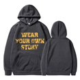 thumbnail image 4 of Women Black Wear Your Own Story Motivational Quote Graphic Hoodie with Drawstring Casual Pullover Sweatshirt, 4 of 5