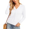 thumbnail image 3 of EASYBRA Women V Neck Button Down Cardigan Long Sleeve Ribbed Knit Slim Fit Sweater, 3 of 6