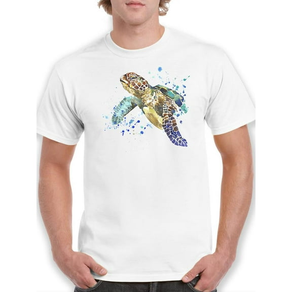Watercolor Sea Turtle Splash T-Shirt Men -Image by Shutterstock, Male Medium
