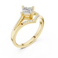 thumbnail image 2 of Zuwelria 0.62 Carat Luxurious Princess Cut Unique Moissanite Diamond Promise Ring for Women | Engagement Ring for Her | 18K Yellow Gold Plated Silver Size 7, 2 of 8