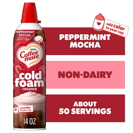Coffee mate Peppermint Mocha Flavored Cold Foam Creamer, Cold Creamer for Coffee 14 oz