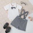 thumbnail image 4 of Xmyrz Infant Boys Shorts Set Outfits Gentleman'S Suspender Trousers Short Sleeve Versatile Holiday Formal Clothing Suits, 4 of 8