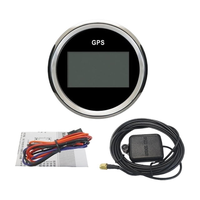52mm Digital GPS Speedometer MPH KM/H Adjustable With GPS Antenna And Alarm Light For Vessel RV Truck