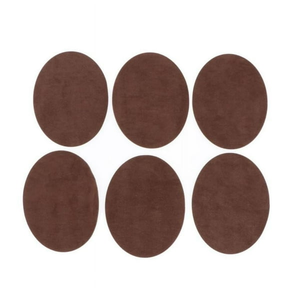 6x Sew On Iron On Patches Mending Repair Elbow Knee Applique Oval Brown