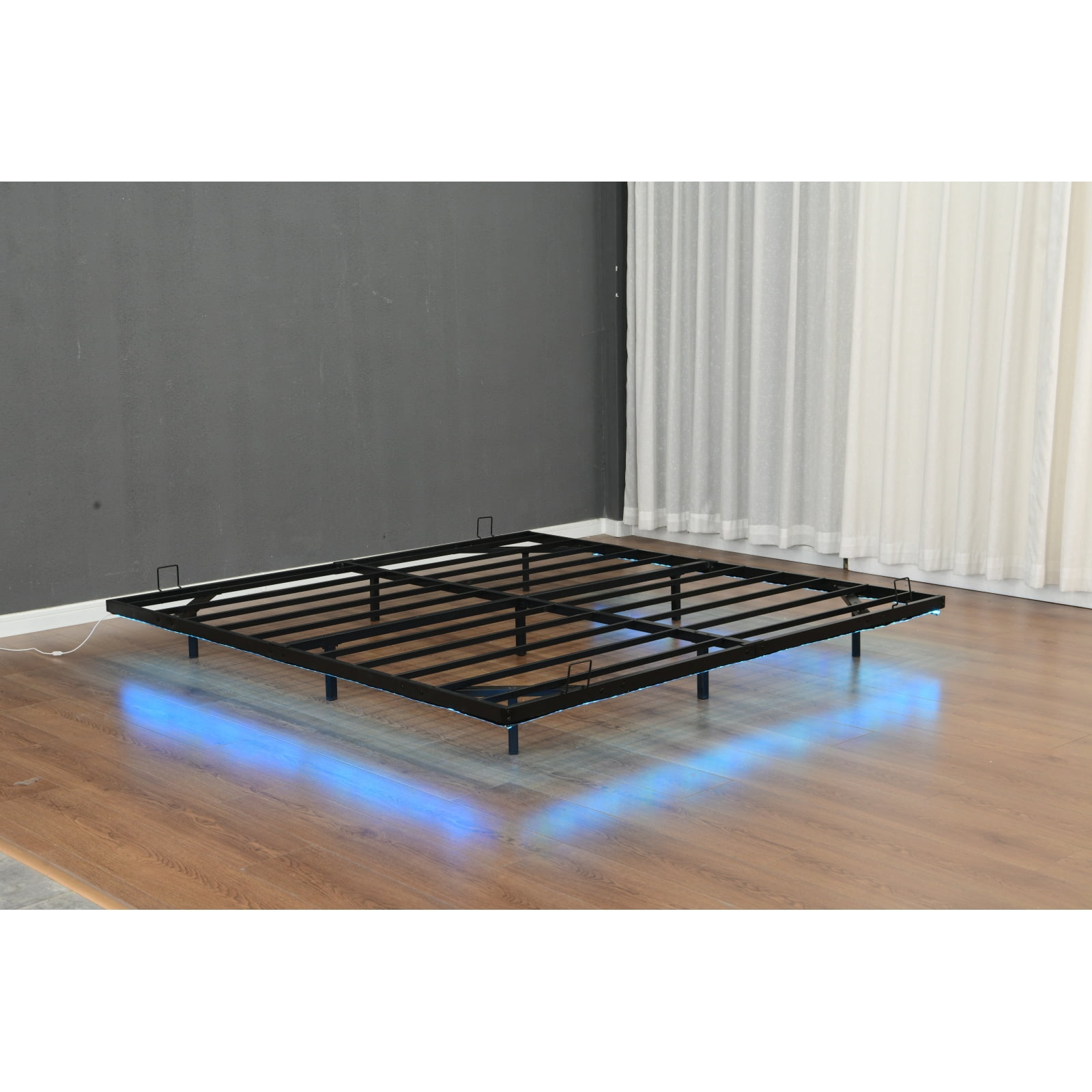 Miekor Furniture King Size Floating Bed Frames with LED Lights, Metal Platform Bed, Solid and Stable, Noise Free, No Box Spring Needed, Easy Assembly (King) 40481