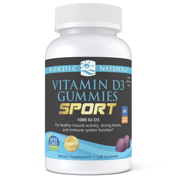 Nordic Naturals Vitamin D3 Gummies Sport, NSF Certified, Non-GMO, 120 Count