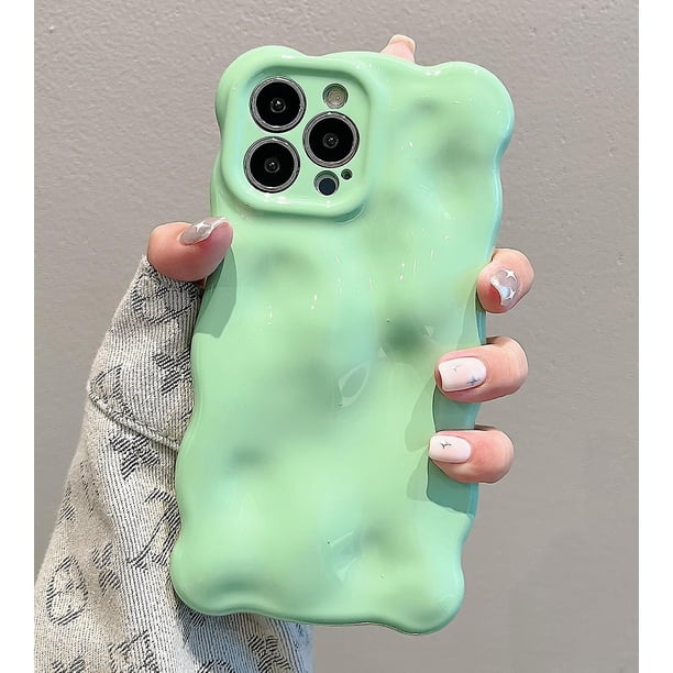 Case For Iphone 15, Cute Solid Color Curly Wave Shape Shockproof Tpu Bumper Phone Case