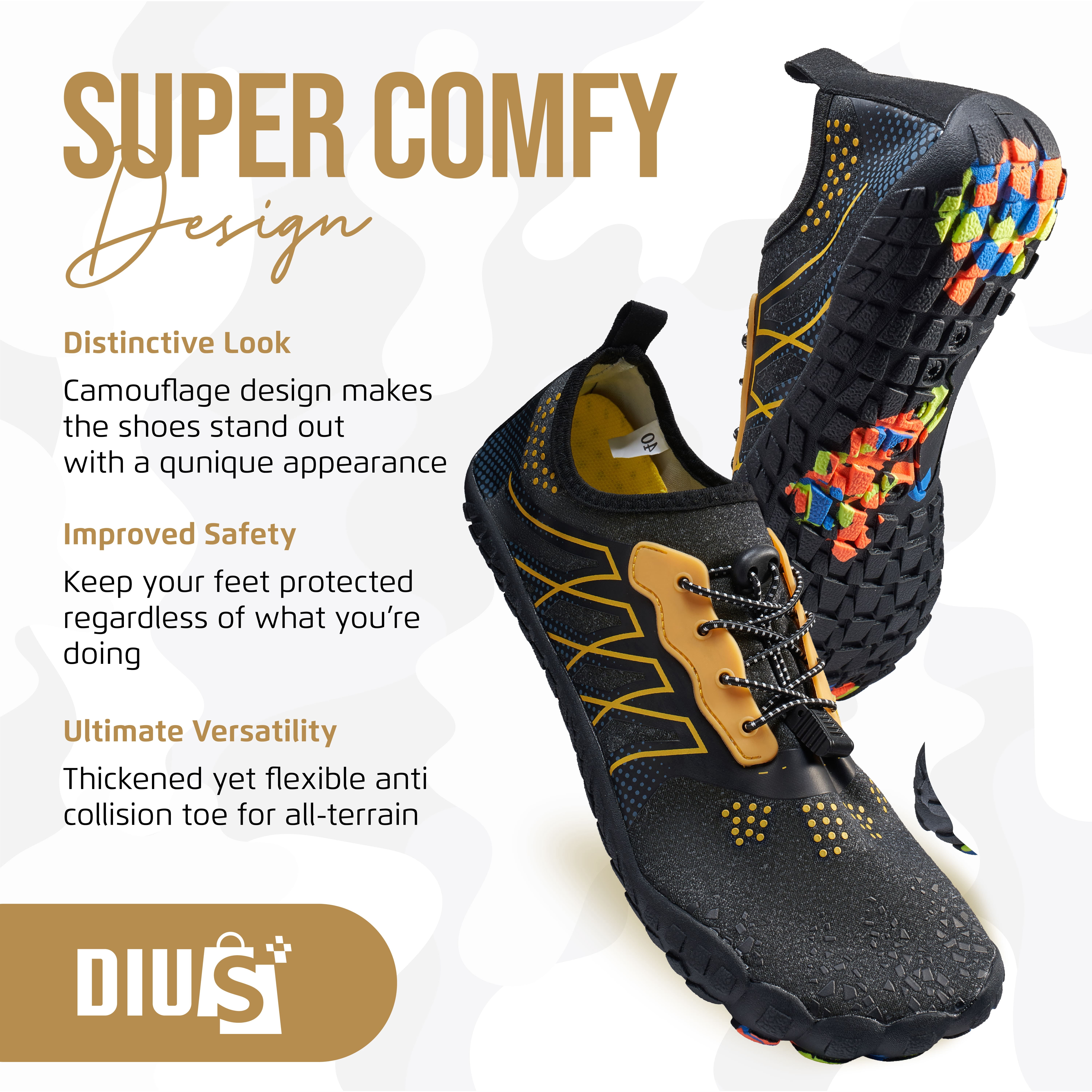 DIUS Womens Water Shoes Swim Shoes for Men Beach Shoes Barefoot Aqua Shoes for Pool River Surf